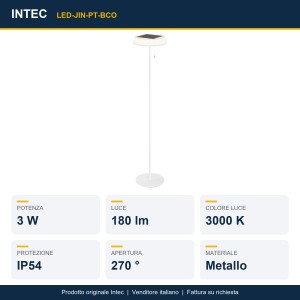 Piantana solare da esterno LED 3W 3000K IP54 JIN Bianco e Nero - Intec - foto 2