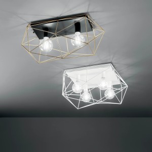 Plafoniera E27 in metallo IP20 ABRAXAS Bianco e Oro - Luce Ambiente e Design - foto 2
