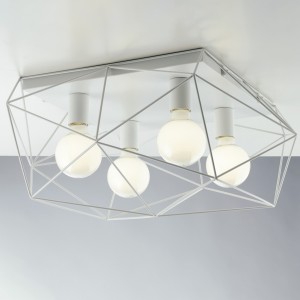 Plafoniera 4 luci E27 in metallo IP20 ABRAXAS Bianco e Oro - Luce Ambiente e Design - foto 6