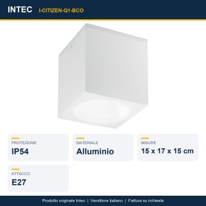 Plafoniera da esterno quadrata IP54 E27 CITIZEN Bianco, Bronzo e Nero - Intec - foto 3