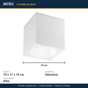 Plafoniera da esterno quadrata IP54 E27 CITIZEN Bianco, Bronzo e Nero - Intec - foto 4