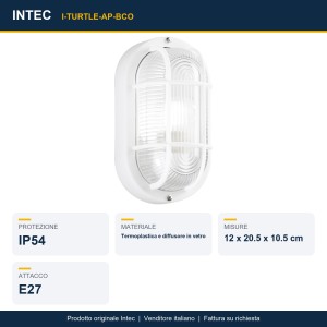 Plafoniera da esterno ovale IP54 E27 TURTLE Bianco e Nero - Intec - foto 2