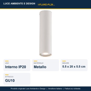 Plafoniera GU10 cilindrica in metallo 20 cm IP20 FLUKE Bianco, Bronzo e Nero - Luce Ambiente e Design - foto 2