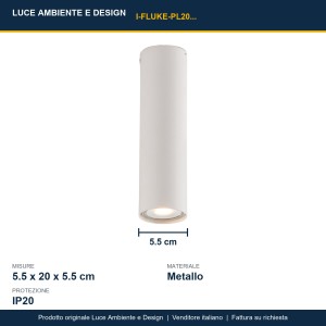 Plafoniera GU10 cilindrica in metallo 20 cm IP20 FLUKE Bianco, Bronzo e Nero - Luce Ambiente e Design - foto 3