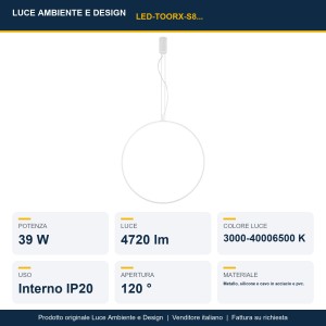 Sospensione LED CCT 39W Ø80 cm Bianco e Nero - Luce Ambiente e Design - foto 2