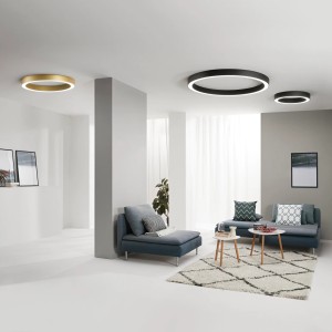 Plafoniera LED 60W CCT Ø60 cm DEMOS Bianco, Nero e Oro - Luce Ambiente e Design - foto 2