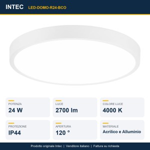 Plafoniera LED da bagno 24W 4000K rotonda IP44 DOMO Bianco e Nero - Intec - foto 2
