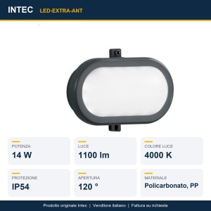 Plafoniera da esterno LED 14W IP54 4000K Antracite e Bianco - Intec - foto 2