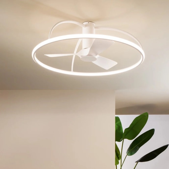 Plafoniera LED con ventilatore CCT 80W MAGNUS Bianco e Nero - Intec