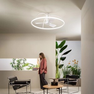 Plafoniera LED con ventilatore CCT 80W MAGNUS Bianco e Nero - Intec - foto 2