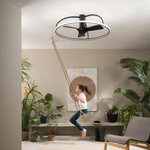 Plafoniera LED con ventilatore CCT 80W MAGNUS Bianco e Nero - Intec - foto 3