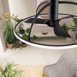 Plafoniera LED con ventilatore CCT 80W MAGNUS Bianco e Nero - Intec - foto 6