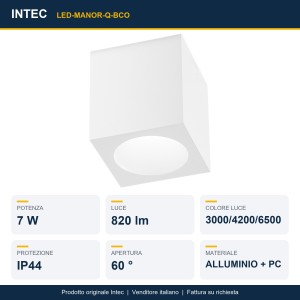 Plafoniera LED quadrata CCT 7 W 820 lm IP44 MANOR Bianco e Nero - Intec - foto 2