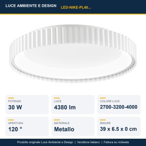 Plafoniera LED 30W CCT Ø39 cm Bianco, Nero e Oro - Luce Ambiente e Design - foto 2