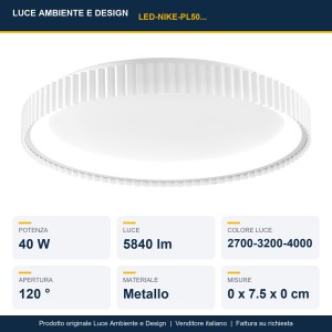 Plafoniera LED 40W CCT Ø49cm Bianco, Nero e Oro - Luce Ambiente e Design - foto 2