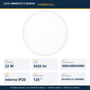 Plafoniera LED 22W CCT Pangea Bianco, Nero e Oro - Luce Ambiente e Design - foto 2
