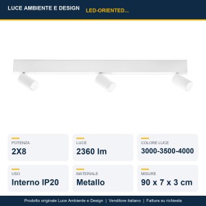 Applique da interno LED 5 luci CCT 90 cm Bianco e Nero - Luce Ambiente e Design - foto 3