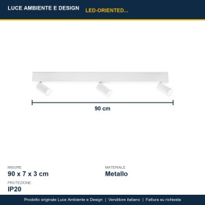 Applique da interno LED 5 luci CCT 90 cm Bianco e Nero - Luce Ambiente e Design - foto 4