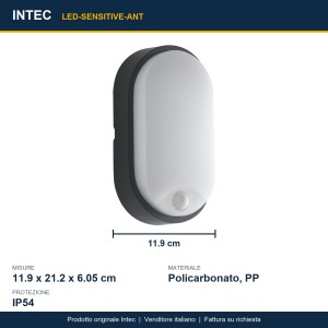 Plafoniera da esterno LED 14W 4000K IP54 con sensore Antracite e Bianco - Intec - foto 3