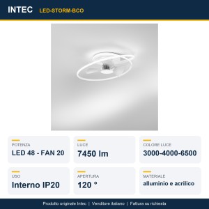 Plafoniera LED con ventilatore CCT IP20 STORM Bianco e Nero - Intec - foto 2