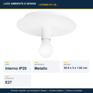 Plafoniera E27 in metallo STRIKE Bianco, Nero e Oro - Luce Ambiente e Design - foto 2