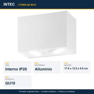 Plafoniera quadrata 2 luci GU10 TOWN Bianco e Nero - Intec - foto 2