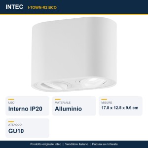 Plafoniera 2 luci GU10 in alluminio IP20 TOWN Bianco e Nero - Intec - foto 2