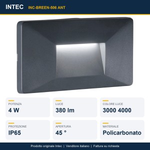 Segnapassi LED da esterno 4W CCT 3000/4000K IP65 BREEN Antracite, Bianco e Bronzo - Intec - foto 2