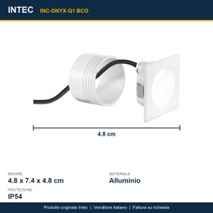 Incasso da esterno LED 3W 4000K quadrato IP54 ONYX Bianco e Nero - Intec - foto 3