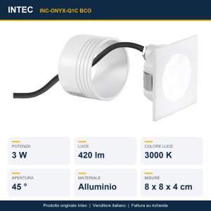 Segnapassi da esterno LED 3W 3000K ONYX Bianco e Nero - Intec - foto 2