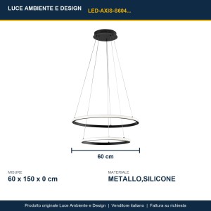 Sospensione LED CCT RGB 31W Ø60/40 cm Nero e Oro - Luce Ambiente e Design - foto 3