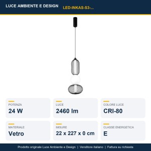 Sospensione LED 24W CCT 3 luci Nero e Oro - Luce Ambiente e Design - foto 2