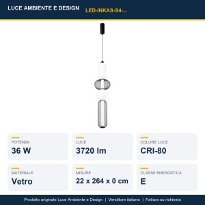 Sospensione LED 36W CCT 4 luci INKAS Nero e Oro - Luce Ambiente e Design - foto 2