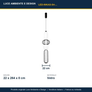 Sospensione LED 36W CCT 4 luci INKAS Nero e Oro - Luce Ambiente e Design - foto 3