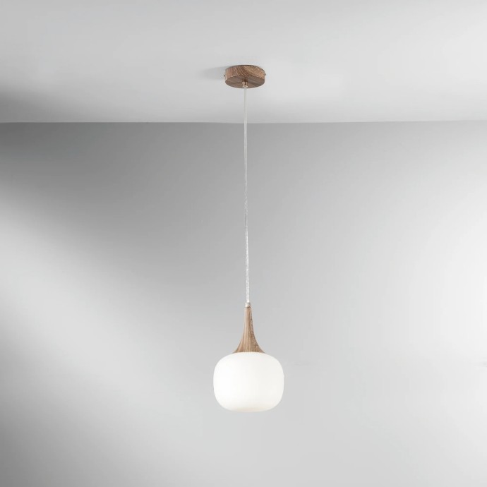 Sospensione JAIPUR E14 e legno 17 cm Bianco e Grigio - Luce Ambiente e Design