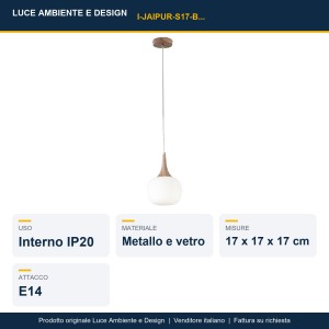 Sospensione JAIPUR E14 e legno 17 cm Bianco e Grigio - Luce Ambiente e Design - foto 2