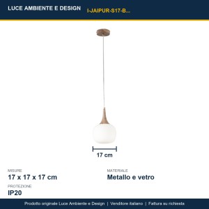 Sospensione JAIPUR E14 e legno 17 cm Bianco e Grigio - Luce Ambiente e Design - foto 3