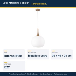 Sospensione JAIPUR 1 luce E27 e legno IP20 Bianco e Grigio - Luce Ambiente e Design - foto 2