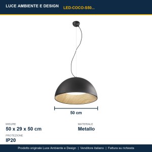 Sospensione LED 40W Ø50 cm 3000-6500K Nero e Oro - Luce Ambiente e Design - foto 3