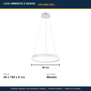 Sospensione LED 40W CCT Ø49cm Bianco, Nero e Oro - Luce Ambiente e Design - foto 3