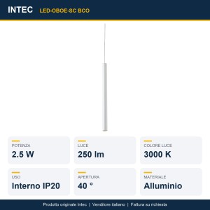 Sospensione LED 2,5W 3000K 250 lm per binario trifase Bianco, Bronzo e Nero - Intec - foto 2