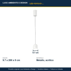 Sospensione LED 6W 3000K Yoyo Bianco e Nero - Luce Ambiente e Design - foto 3