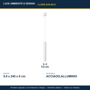 Sospensione LORD 1 luce GU10 240 cm Bianco e Oro - Luce Ambiente e Design - foto 3