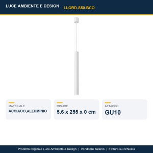 Sospensione GU10 1 luce 255 cm Bianco e Nero - Luce Ambiente e Design - foto 2