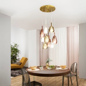 Sospensione in vetro Ø16 cm E27 IP20 PIREX Marrone e Oro - Luce Ambiente e Design - foto 6