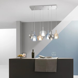 Sospensione in vetro Ø 18 cm E27 PIREX Blu e Oro - Luce Ambiente e Design - foto 5