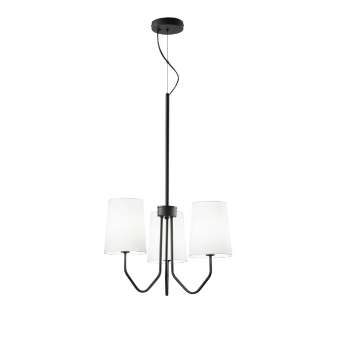Sospensione 3 luci E14 in metallo e tessuto IP20 SALLY Nero e Oro - Luce Ambiente e Design