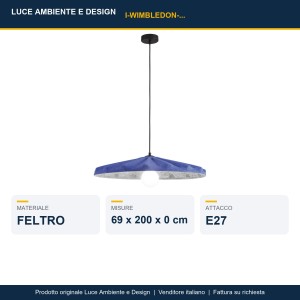 Sospensione E27 1 luce in feltro WIMBLEDON Blu, Grigio e Verde - Luce Ambiente e Design - foto 2