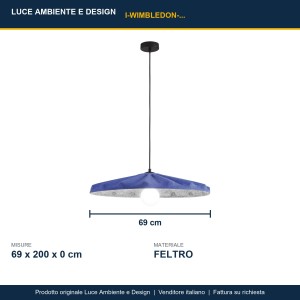 Sospensione E27 1 luce in feltro WIMBLEDON Blu, Grigio e Verde - Luce Ambiente e Design - foto 3