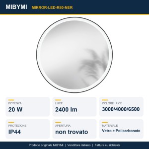 Specchio LED 20W CCT 80 cm IP44 ORONERO Nero e Oro - MiBYMi - foto 2